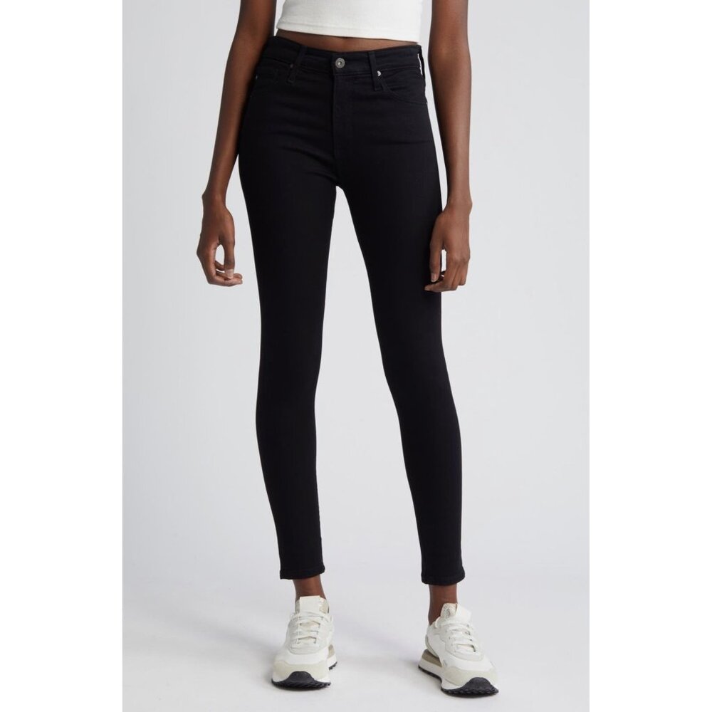 AG Adriano Goldschmied Womens Farrah High Rise Skinny Ankle Jeans Super Black 28